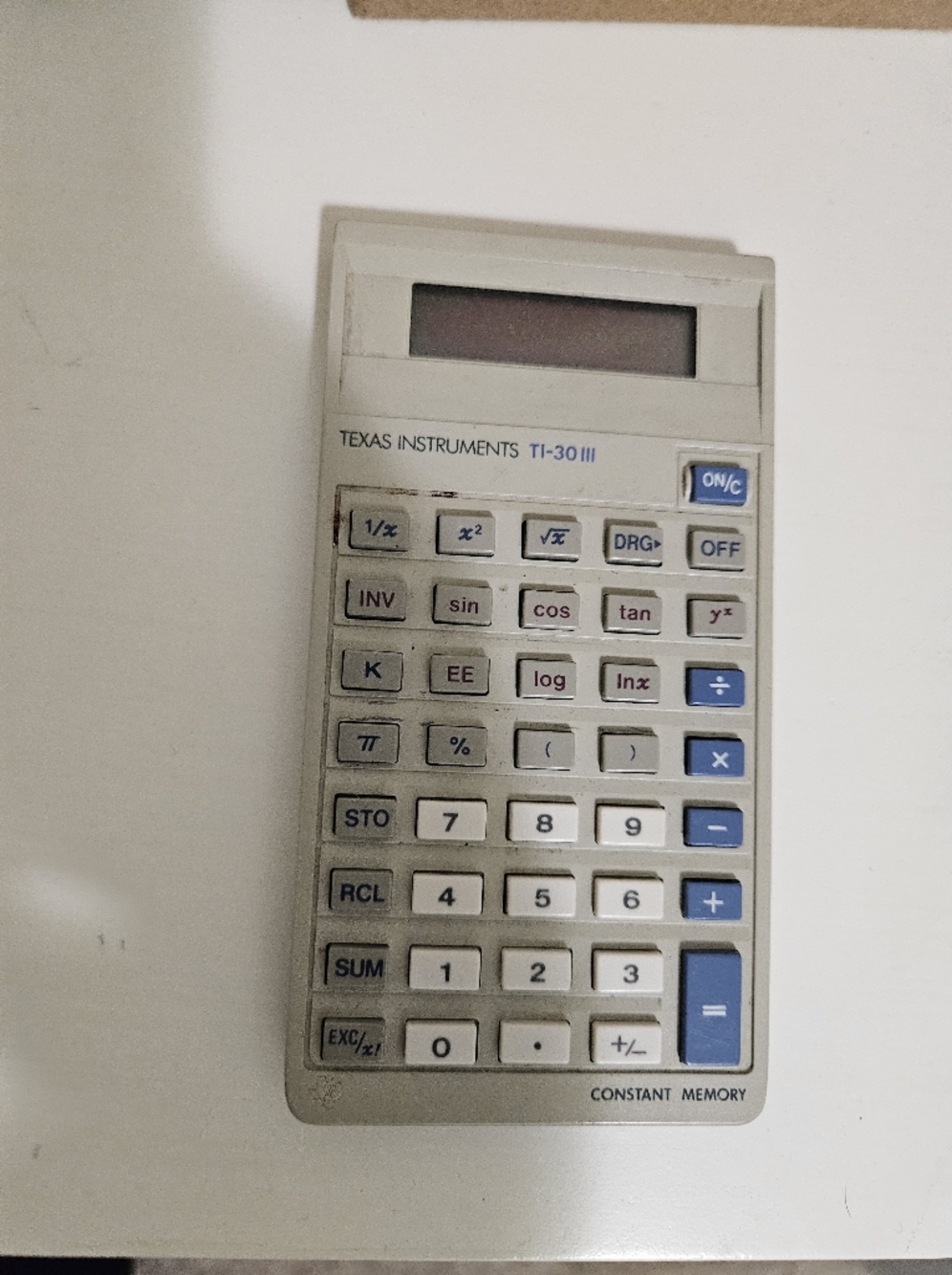 Texas Instruments TI-30 III Calculator in Off-White with Blue Keys